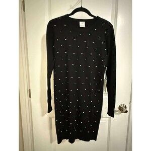 NWT Pearl Embellished Black Sweater Dress – Size M